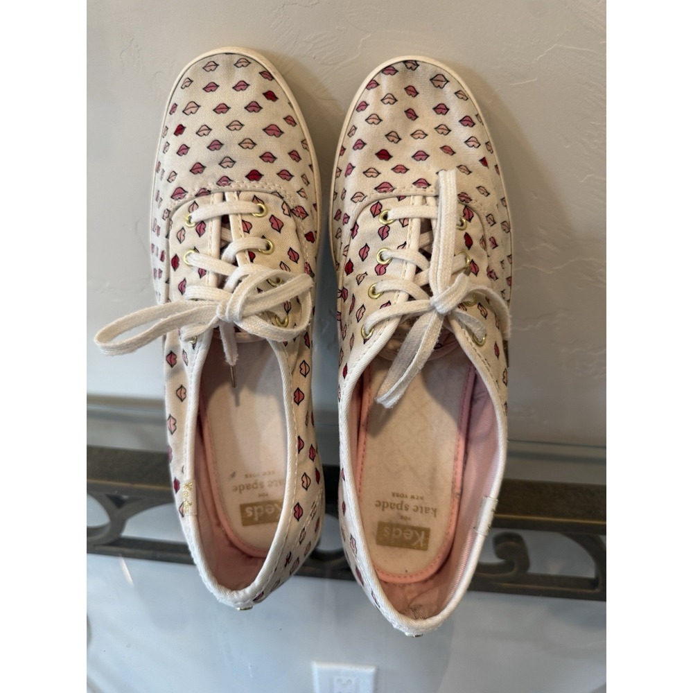 Keds x Kate Spade New York sneakers with printed lips pattern Size 9